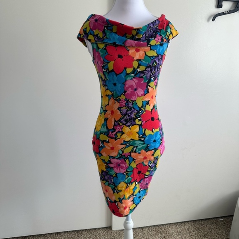 Vibrant Floral Women's Mini Dress vintage